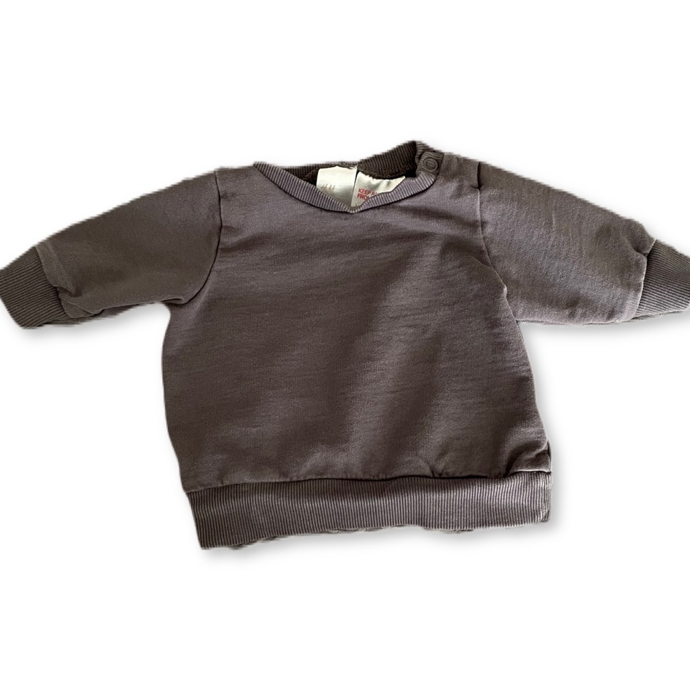 H&M 0-1 Month Organic Grey Crewneck Sweatshirt